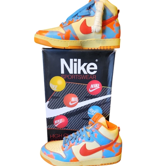 Size 12 -Mens Nike Dunk 1985 High Orange Acid Wash 13.5 Womens